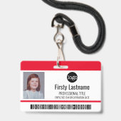 Kleur Bar ID Werknemersfoto, code, logo, naam Badge (Voorzijde met lanyard)