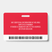 Kleur Bar ID Werknemersfoto, code, logo, naam Badge (Achterkant)