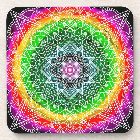 Kleur barst Rainbow Prism Mandala Bier Onderzetter (Voorkant)