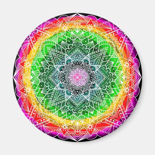 Kleur barst Rainbow Prism Mandala Magneet (Voorkant)