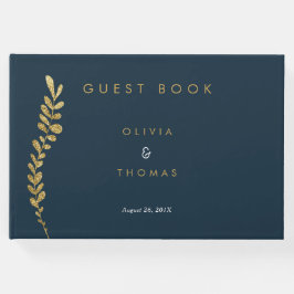 Kleur Bewerkbaar Faux Gold Leaf Bruiloft Gastenboe Gastenboek