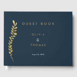 Kleur Bewerkbaar Faux Gold Leaf Bruiloft Gastenboe Gastenboek