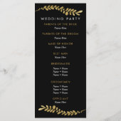 Kleur Bewerkbaar Faux Gold Leaf Trouwprogramma Programmakaart (Achterkant)