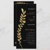 Kleur Bewerkbaar Faux Gold Leaf Trouwprogramma Programmakaart (Voorkant / Achterkant)