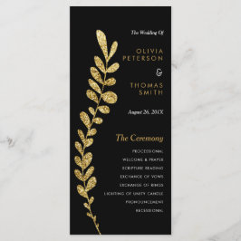 Kleur Bewerkbaar Faux Gold Leaf Trouwprogramma Programmakaart