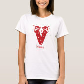 Kleur Bewerkbaar Kerst Monogram Aangepaste Naam T-shirt (Voorkant)