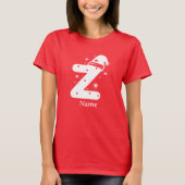 Kleur Bewerkbaar Kerst Monogram Aangepaste Naam T-shirt (Voorkant)