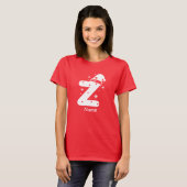 Kleur Bewerkbaar Kerst Monogram Aangepaste Naam T-shirt (Voorkant volledig)