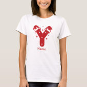 Kleur Bewerkbaar Kerst Monogram Aangepaste Naam T-shirt (Voorkant)