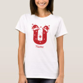 Kleur Bewerkbaar Kerst Monogram Aangepaste Naam T-shirt (Voorkant)