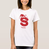 Kleur Bewerkbaar Kerst Monogram Aangepaste Naam T-shirt (Voorkant)