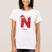 Kleur Bewerkbaar Kerst Monogram Aangepaste Naam T-shirt (Voorkant)