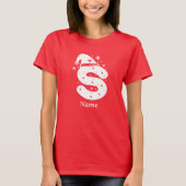 Kleur Bewerkbaar Kerst Monogram Aangepaste Naam T-shirt (Voorkant)