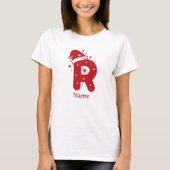Kleur Bewerkbaar Kerst Monogram Aangepaste Naam T-shirt (Voorkant)