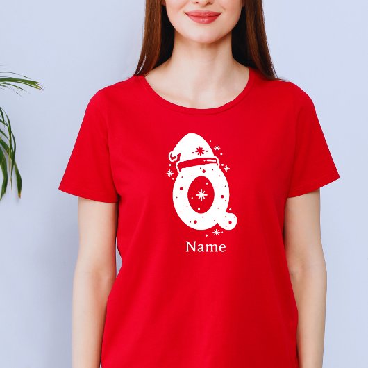 Kleur Bewerkbaar Kerst Monogram Aangepaste Naam T-shirt
