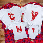 Kleur Bewerkbaar Kerst Monogram Aangepaste Naam T-shirt
