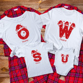 Kleur Bewerkbaar Kerst Monogram Aangepaste Naam T-shirt