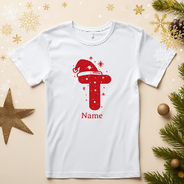 Kleur Bewerkbaar Kerst Monogram Aangepaste Naam T-shirt
