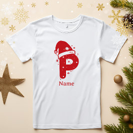 Kleur Bewerkbaar Kerst Monogram Aangepaste Naam T-shirt