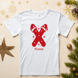 Kleur Bewerkbaar Kerst Monogram Aangepaste Naam T-shirt