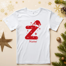 Kleur Bewerkbaar Kerst Monogram Aangepaste Naam T-shirt