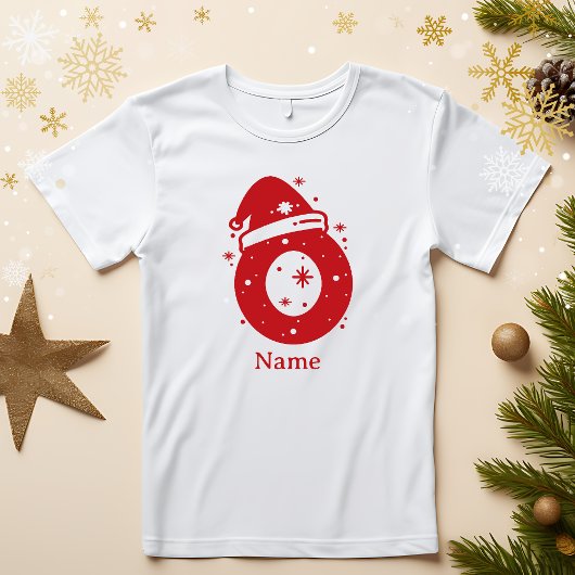 Kleur Bewerkbaar Kerst Monogram Aangepaste Naam T-shirt