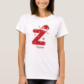 Kleur Bewerkbaar Kerst Monogram Aangepaste Naam T-shirt (Voorkant)