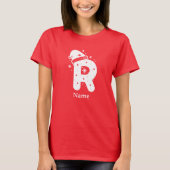 Kleur Bewerkbaar Kerst Monogram Aangepaste Naam T-shirt (Voorkant)
