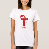 Kleur Bewerkbaar Kerst Monogram Aangepaste Naam T-shirt (Voorkant)