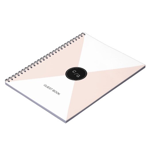 Kleur bewerkbaar monogram modern huwelijksgastenbo notitieboek (Linkerzijde)