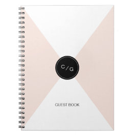 Kleur bewerkbaar monogram modern huwelijksgastenbo notitieboek