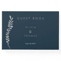 Kleur Bewerkbaar Silver Leaf Wedding Guest Book