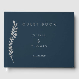 Kleur Bewerkbaar Silver Leaf Wedding Guest Book Gastenboek