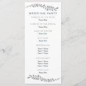 Kleur Bewerkbaar Silver Leaf Wedding Program Programmakaart (Achterkant)