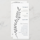Kleur Bewerkbaar Silver Leaf Wedding Program Programmakaart (Voorkant / Achterkant)