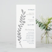 Kleur Bewerkbaar Silver Leaf Wedding Program Programmakaart (Staand voorkant)
