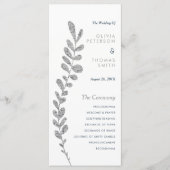 Kleur Bewerkbaar Silver Leaf Wedding Program Programmakaart (Voorkant)