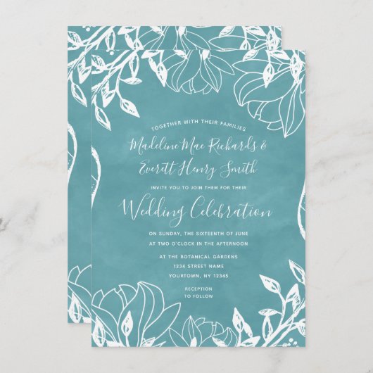 Kleur bewerkbare achtergrond bruiloft uitnodiging (Voorkant / Achterkant)