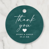 Kleur Bewerkbare Blauwgroen Waterverf Bruiloft Dan Bedankjes Labels (Achterkant)