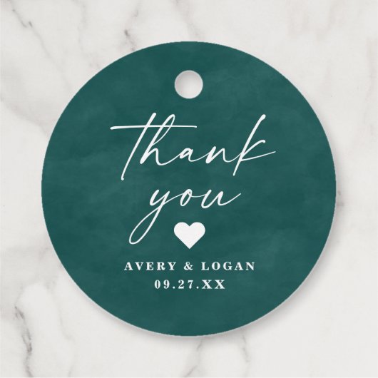 Kleur Bewerkbare Blauwgroen Waterverf Bruiloft Dan Bedankjes Labels (Achterkant)