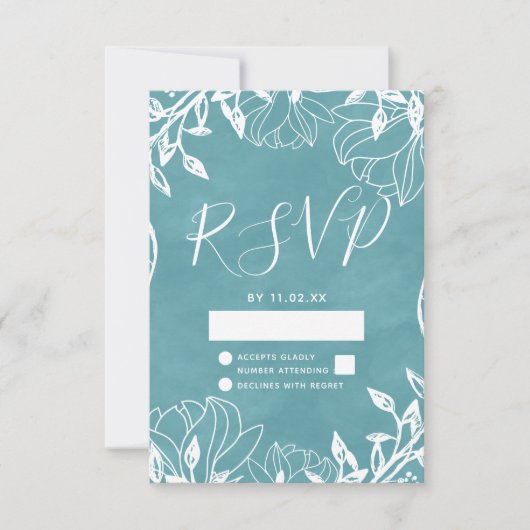 Kleur Bewerkbare Bloemen Waterverf Bruiloft RSVP (Voorkant)