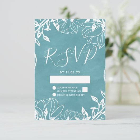 Kleur Bewerkbare Bloemen Waterverf Bruiloft RSVP (Staand voorkant)