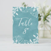 Kleur Bewerkbare Bloemige Aquarel Tafel Nummers Kaart (Staand voorkant)