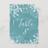 Kleur Bewerkbare Bloemige Aquarel Tafel Nummers Kaart (Voorkant / Achterkant)