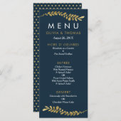 Kleur Bewerkbare Faux Gold Leaf Bruiloft Menu Kaar (Voorkant / Achterkant)