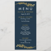 Kleur Bewerkbare Faux Gold Leaf Bruiloft Menu Kaar (Voorkant)