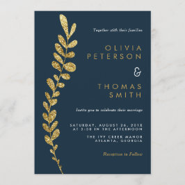 Kleur Bewerkbare Faux Gold Leaf bruiloft uitnodigi Kaart