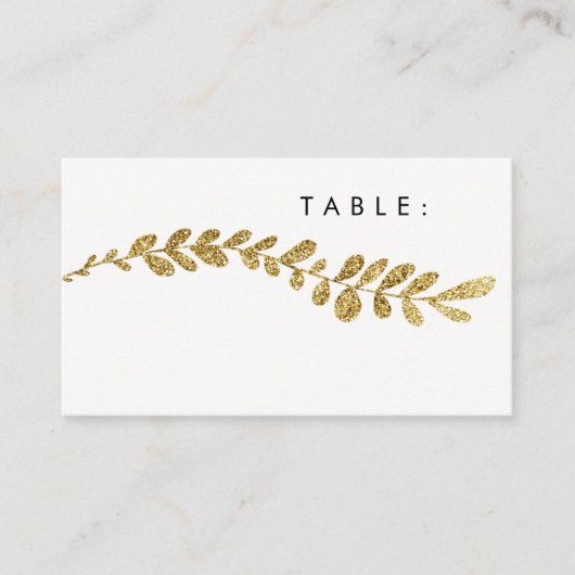 Kleur Bewerkbare Faux Gold Leaf Wedding Place Card Plaatskaartje (Voorkant)