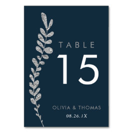 Kleur Bewerkbare Faux Silver Leaf Table Number Kaa Kaart