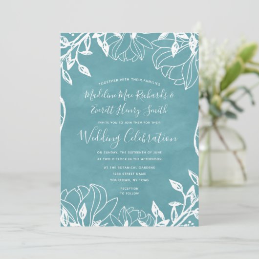 Kleur bewerkbare Floral Spring bruiloft uitnodigin Kaart (Staand voorkant)